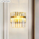 Contemporary gold crystal demilune cylinder wall light living room