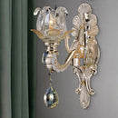 Contemporary gold crystal drop wall lamp – bedroom light fixture