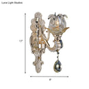 Contemporary gold crystal drop wall lamp – bedroom light fixture