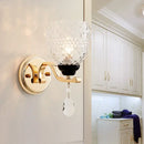Contemporary gold crystal drop wall sconce – bedroom teardrop crystal