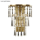 Contemporary gold crystal flute tiered wall sconce lighting bedroom