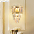Contemporary gold crystal greek key wall lamp bedroom light fixture