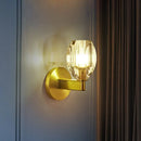 Contemporary gold crystal led wall light bedroom sconce
