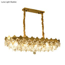 Contemporary gold crystal rhombus chandelier dining room pendant light