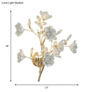 Contemporary gold crystal wall lamp bedroom porcelain flower light fixture