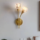 Contemporary gold cube clear crystal wall sconce – living room 110v-120v