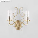 DecorBites™ Contemporary Gold Cylinder Glass Wall Sconce Light for Sleeping Room - 1/2 Heads Wall Mounted Lamp