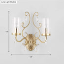 DecorBites™ Contemporary Gold Cylinder Glass Wall Sconce Light for Sleeping Room - 1/2 Heads Wall Mounted Lamp