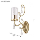DecorBites™ Contemporary Gold Cylinder Glass Wall Sconce Light for Sleeping Room - 1/2 Heads Wall Mounted Lamp