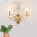 DecorBites™ Contemporary Gold Cylinder Glass Wall Sconce Light for Sleeping Room - 1/2 Heads Wall Mounted Lamp