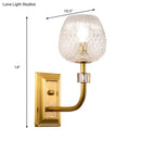 Contemporary gold dome foyer wall light with clear lattice glass