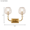 Contemporary gold dome foyer wall light with clear lattice glass