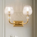 Contemporary gold dome foyer wall light with clear lattice glass