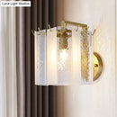 DecorBites™ Contemporary Gold Drum Wall Sconce Light with Frosted and Waterglass - 1 Light Fixture