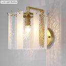 DecorBites™ Contemporary Gold Drum Wall Sconce Light with Frosted and Waterglass - 1 Light Fixture