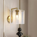 DecorBites™ Contemporary Gold Drum Wall Sconce Light with Frosted and Waterglass - 1 Light Fixture