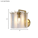 DecorBites™ Contemporary Gold Drum Wall Sconce Light with Frosted and Waterglass - 1 Light Fixture