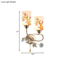 Contemporary gold finish cherry blossom wall lamp bedroom glass shade