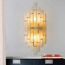 Contemporary gold finish crystal tube wall sconce bedroom light