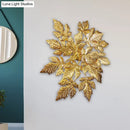 Contemporary gold finish maple leaf wall mount sconce living room art