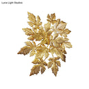 Contemporary gold finish maple leaf wall mount sconce living room art