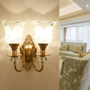 DecorBites™ Contemporary Frosted Glass Petal Wall Lamp with Crystal Deco - Gold Finish