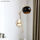 Contemporary gold gooseneck sconce light with glass shade bedroom lamp