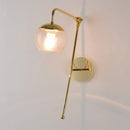 Contemporary gold gooseneck sconce light with glass shade bedroom lamp