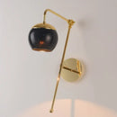 Contemporary gold gooseneck sconce light with glass shade bedroom lamp