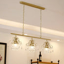 Contemporary gold island chandelier scroll frame kitchen light