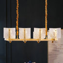 Contemporary gold linear chandelier dining room square glass panel