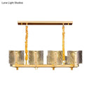 Contemporary gold linear chandelier dining room square glass panel
