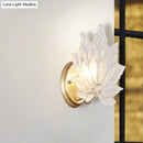 Contemporary gold maple leaf wall light bedroom crystal sconce
