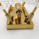 Contemporary gold metal fixture clear crystal wall light hallway