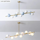 DecorBites™ Contemporary Gold Metal Island Pendant Light with Glass Sphere for Dining Table