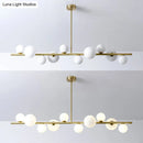 DecorBites™ Contemporary Gold Metal Island Pendant Light with Glass Sphere for Dining Table