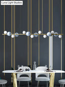 DecorBites™ Contemporary Gold Metal Island Pendant Light with Glass Sphere for Dining Table
