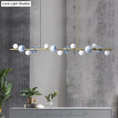 DecorBites™ Contemporary Gold Metal Island Pendant Light with Glass Sphere for Dining Table