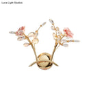 Contemporary gold & pink rose crystal wall lamp bedroom sconce