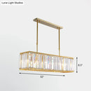 Contemporary gold rectangular island pendant light dining room crystal