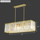 Contemporary gold rectangular island pendant light dining room crystal