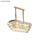 DecorBites™ Contemporary 3-Tier Oval Island Pendant with Clear Crystal - 8 Head Living Room Hanging Lamp