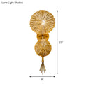 Contemporary gold sunburst tassel wall light living room e14 bulb