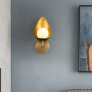 Contemporary gold teardrop sconce light for bedroom with frosted glass
