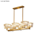 DecorBites™ Contemporary Gold Crystal Trapezoid Island Lamp with 6 Bulbs - Dining Room Pendant
