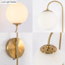 Contemporary gold wall sconce light bedroom opal glass globes