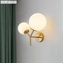 Contemporary gold & white spherical glass light fixture bedroom sconce