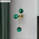 DecorBites™ Contemporary Green/Clear Glass Globe Wall Sconce Lamp with 3 Lights in Brass