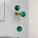 DecorBites™ Contemporary Green/Clear Glass Globe Wall Sconce Lamp with 3 Lights in Brass