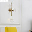 DecorBites™ Contemporary Green/Clear Glass Globe Wall Sconce Lamp with 3 Lights in Brass